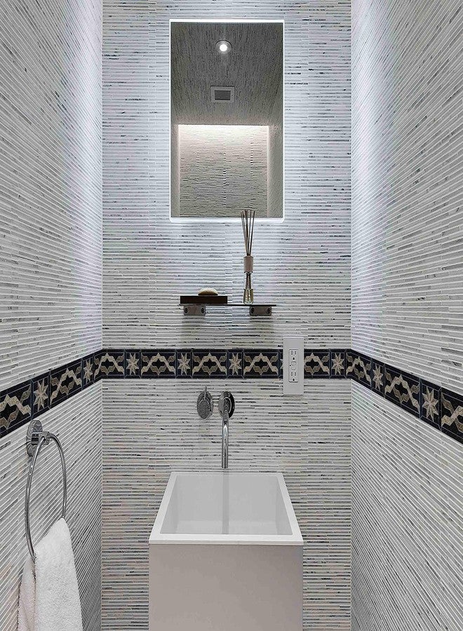 WallDesign Wall Border Sticker - Libra Stone Tile Pattern - Roll 3 inch by 10 ft - for Kitchen, Countertop, Bathroom Decoration - Glossy Laminated Waterproof PVC Roll - Image 4